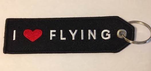 Embroidered Keychain I Love Flying 