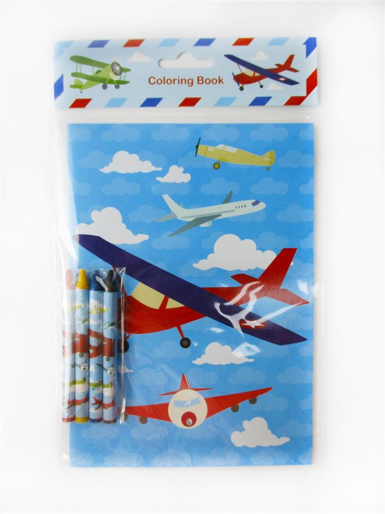 Mini Airplane Coloring Books with Crayons