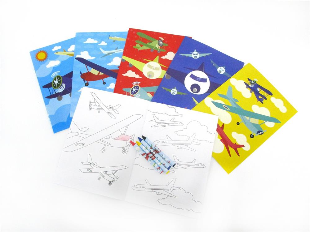 Mini Airplane Coloring Books with Crayons