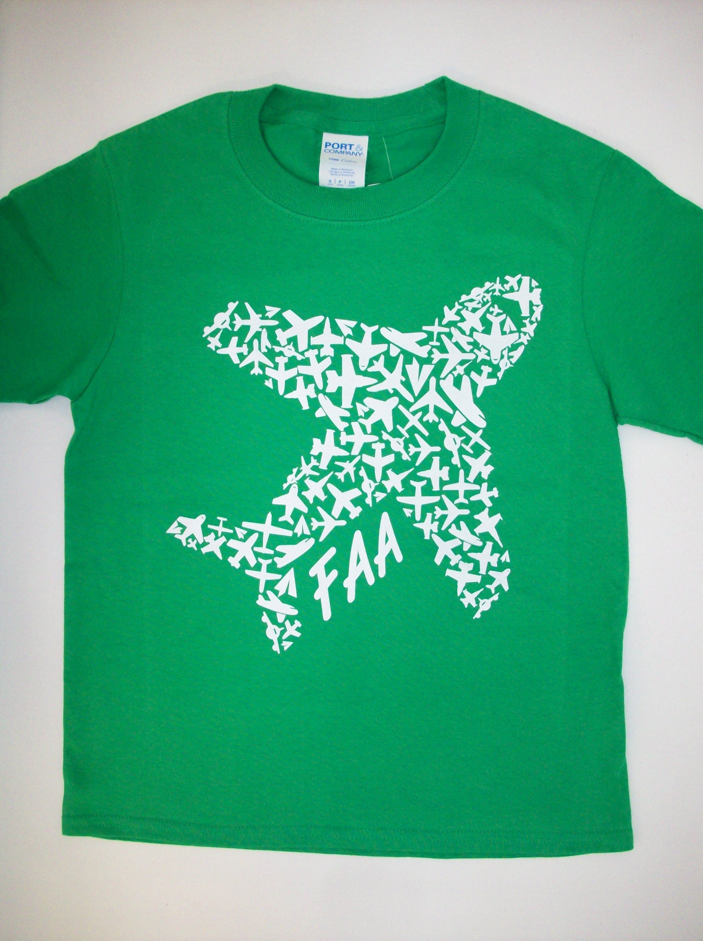 Youth T-Shirt FAA Airplane - Clover Green